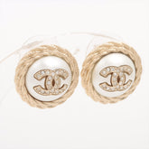 Chanel Coco Pearl Rhinestone Gold Stud Earrings Costume Jewellery